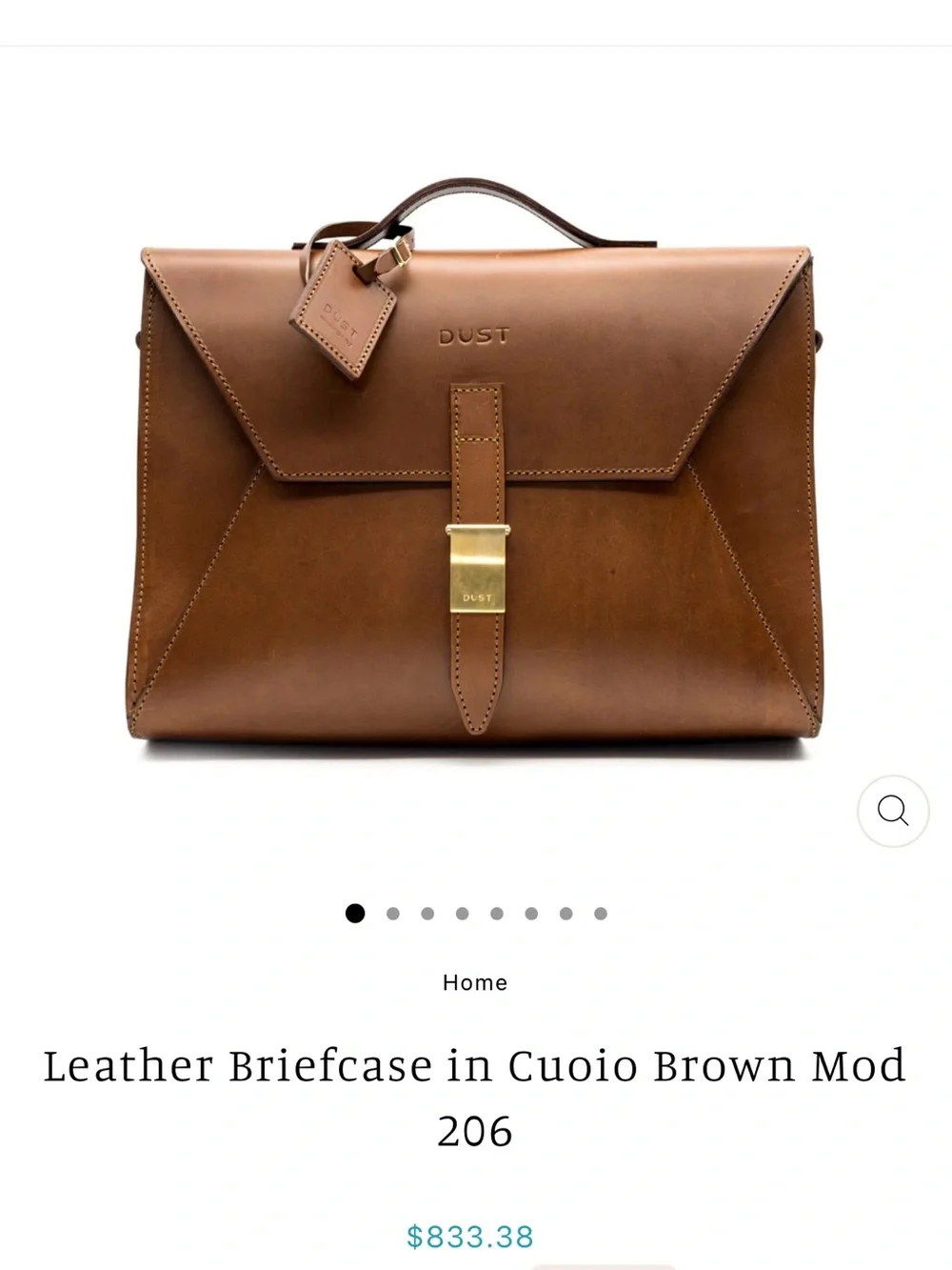 Men's Leather Briefcase in Chestnut Brown